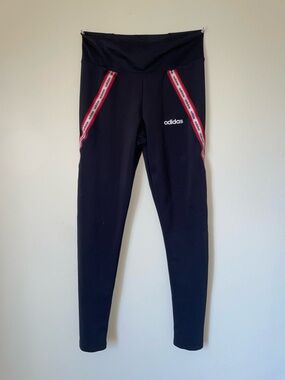 adidas Black High-Waist Leggings with Red Trim